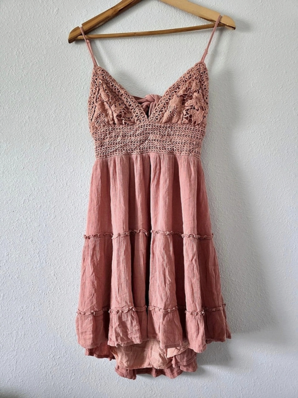 IllA Pink Crochet Mini Dress Size Large